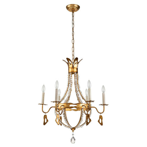 Monteleone 6 Light 25 inch Gold Leaf with Antique Chandelier Ceiling Light, Flambeau